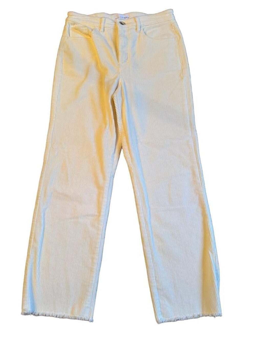 Loft Corduroy Pants Size 28 White Raw Hem Cropped h1455